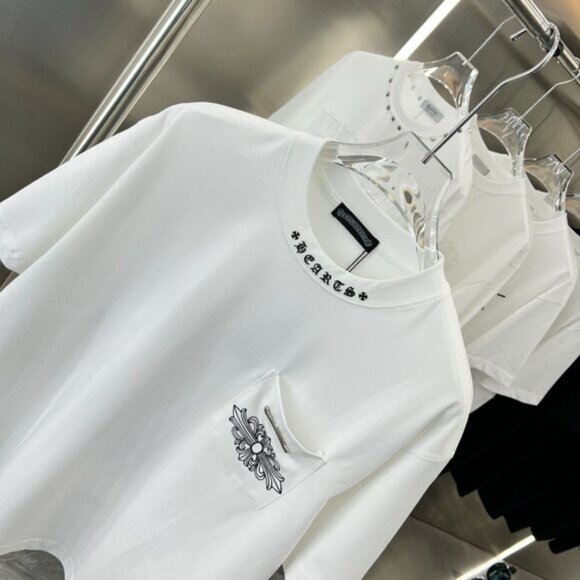 Chrome Hearts Big Horseshoe Couple's Casual Short Sleeve T-Shirt - White - Picture 6 of 8